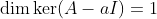 \dim\ker(A-aI)=1