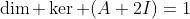 \dim \ker (A+2I)=1