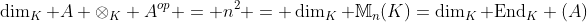 \dim_K A \otimes_K A^{op} = n^2 = \dim_K \mathbb{M}_n(K)=\dim_K \text{End}_K (A)