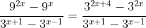 \displaystyle\frac{9^{2x}-9^x}{3^{x+1}-3^{x-1}}=\frac{3^{2x+4}-3^{2x}}{3^{x+1}-3^{x-1}}