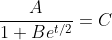 \displaystyle\frac{A}{1+Be^{t/2}}=C