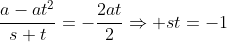 \displaystyle\frac{a-at^2}{s+t}=-\frac{2at}{2}\Rightarrow st=-1