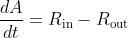 \displaystyle\frac{dA}{dt}=R_{\text{in}}-R_{\text{out}}