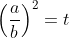 \displaystyle\left(\frac{a}{b}\right)^2=t