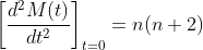 \displaystyle\left[\frac{d^2M(t)}{dt^2}\right]_{t=0}=n(n+2)