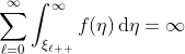 \displaystyle\sum_{\ell=0}^{\infty}\int_{\xi_{\ell  }}^{\infty}f(\eta)\,\mathrm{d}\eta=\infty