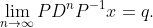 \displaystyle{\lim_{n\to\infty}PD^{n}P^{-1}x=q}.