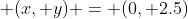 \displaystyle (x, y) = (0, 2.5)