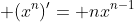 \displaystyle (x^{n})'= nx^{n-1}