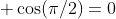 \displaystyle \cos(\pi/2)=0