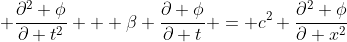 \displaystyle \frac{\partial^2 \phi}{\partial t^2} + \beta \frac{\partial \phi}{\partial t} = c^2 \frac{\partial^2 \phi}{\partial x^2}