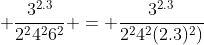 \displaystyle \frac{3^{2.3}}{2^24^26^2} = \frac{3^{2.3}}{2^24^2(2.3)^2)}