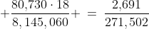 \displaystyle \frac{80,\!730\cdot18}{8,145,060} \:=\:\frac{2,\!691}{271,502}