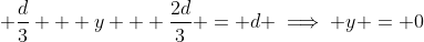 \displaystyle \frac{d}{3} + y + \frac{2d}{3} = d \implies y = 0