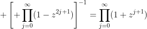 \displaystyle \left[ \prod_{j=0}^{\infty}(1-z^{2j+1})\right]^{-1}=\prod_{j=0}^{\infty}(1+z^{j+1})