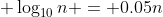 \displaystyle \log_{10}n = 0.05n