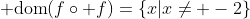 \displaystyle \text{dom}(f\circ f)=\{x|x\neq -2\}
