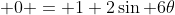 \displaystyle 0 = 1+2\sin 6\theta