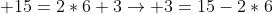 \displaystyle 15=2*6+3\rightarrow 3=15-2*6