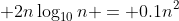 \displaystyle 2n\log_{10}n = 0.1n^2
