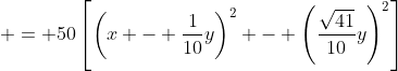 \displaystyle = 50\left[\left(x - \frac{1}{10}y\right)^2 - \left(\frac{\sqrt{41}}{10}y\right)^2\right]