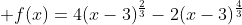 \displaystyle f(x)=4(x-3)^{\frac{2}{3}}-2(x-3)^{\frac{4}{3}}