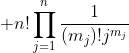 \displaystyle n!\prod_{j=1}^{n}\frac{1}{(m_j)!j^{m_j}}
