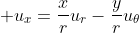 \displaystyle u_x=\frac{x}{r}u_r-\frac{y}{r}u_{\theta}