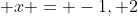 \displaystyle x = -1, 2