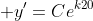 \displaystyle y'=Ce^{k20}