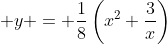 \displaystyle y = \frac{1}{8}\left(x^2+\frac{3}{x}\right)