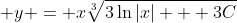 \displaystyle y = x\sqrt[3]{3\ln{|x|} + 3C}