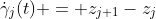 \dot{\gamma}_j(t) = z_{j+1}-z_j