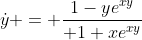 \dot{y} = {1-ye^{xy}\over 1+xe^{xy}}