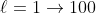 \ell=1\to100