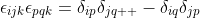 \epsilon_{ijk}\epsilon_{pqk}=\delta_{ip}\delta_{jq  }-\delta_{iq}\delta_{jp}
