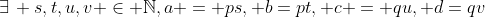 \exists\, s,t,u,v \in \mathbb{N},a = ps, b=pt, c = qu, d=qv