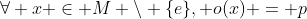 \forall x \in M \backslash \{e\}, o(x) = p