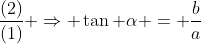 \frac{(2)}{(1)} \Rightarrow \tan \alpha = \frac{b}{a}