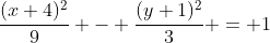\frac{(x+4)^2}{9} - \frac{(y+1)^2}{3} = 1