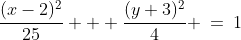 \frac{(x-2)^2}{25} + \frac{(y+3)^2}{4} \:=\:1