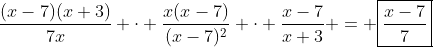 \frac{(x-7)(x+3)}{7x} \cdot \frac{x(x-7)}{(x-7)^2} \cdot \frac{x-7}{x+3} = \boxed{\frac{x-7}{7}}