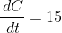 \frac{\,dC}{\,dt}=15