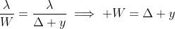 \frac{\lambda}{W}=\frac{\lambda}{\Delta y}\implies W=\Delta y
