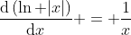 \frac{\mathrm{d}\left(\ln |x|\right)}{\mathrm{d}x} = \frac{1}{x}
