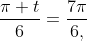 \frac{\pi t}{6}=\frac{7\pi}{6,}