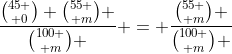 \frac{{45 \choose 0} {55 \choose m} }{{100 \choose m} } = \frac{{55 \choose m} }{{100 \choose m} }