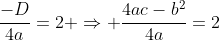 \frac{-D}{4a}=2 \Rightarrow \frac{4ac-b^2}{4a}=2