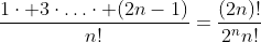 \frac{1\cdot 3\cdot\ldots\cdot (2n-1)}{n!}=\frac{(2n)!}{2^nn!}