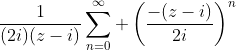 \frac{1}{(2i)(z-i)}\sum_{n=0}^{\infty} \left(\frac{-(z-i)}{2i}\right)^n